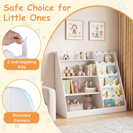 HONEY JOY Kids Bookshelf, Toddler Bookcase Toy Organizer
