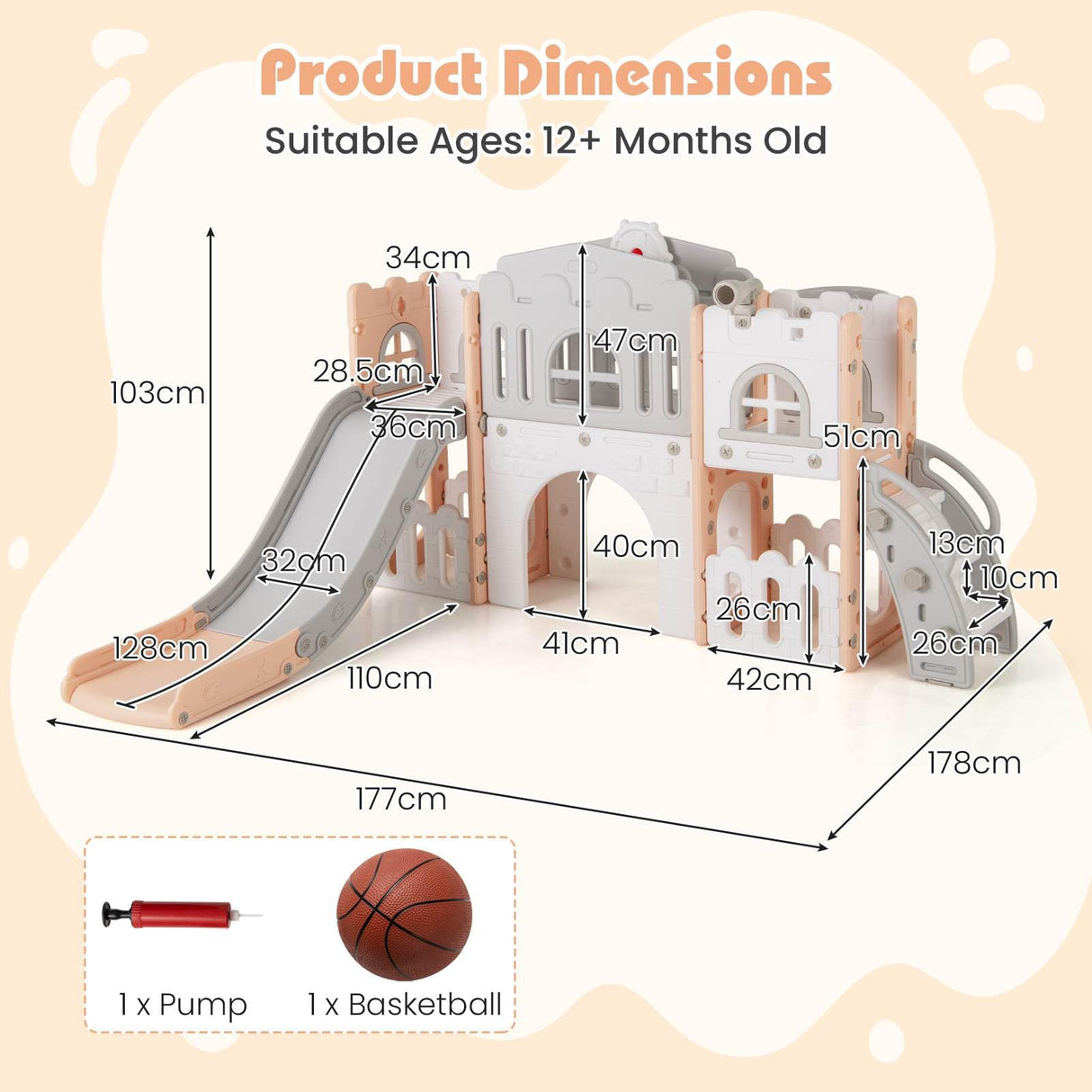 HONEY JOY All in 1 L-Shaped Slide for Toddlers Age 1-3