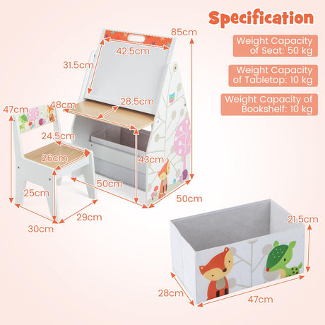 HONEY JOY Kids Easel and Play Station with Chair