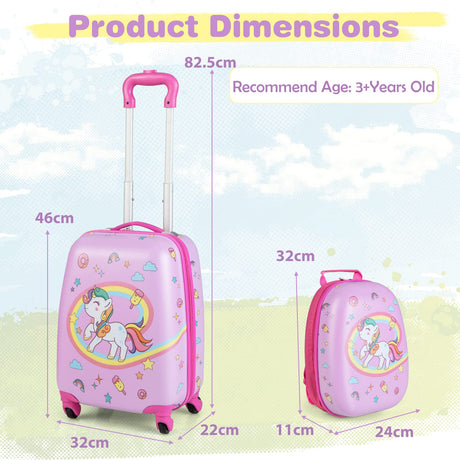 BABY JOY 2 PCS Kids Luggage Set, 13" & 16" Kids Carry On Suitcase Set