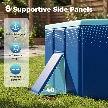 Foldable Swimming Pool,Non-Inflatable Around Ground Pool w/24 Wall Panels