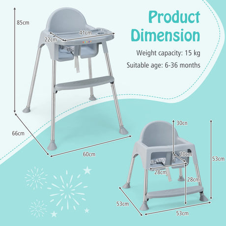 BABY JOY Baby High Chair, 4 in 1 Convertible Highchair with Adjustable Legs