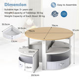 HONEY JOY Kids Table and Chair Set, 5 Piece Toddler Round Nesting Table with 4 Storage Stools for Activity
