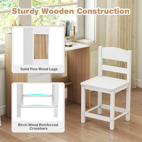 HONEY JOY Kids Study Desk and Chair Set w/Hutch & Storage Shelf for Arts, Crafts