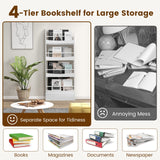 4-Tier Kids Bookcase with 2 Anti-Tipping Kits & Guardrails