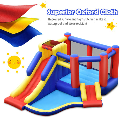HONEY JOY Inflatable Bounce House with Large Jumping Area, Dual Slide, Ball Pit, Climb Wall, Basketball Hoop