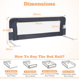 BABY JOY 120 cm Bed Rail Guard for Toddlers, Universal Baby Fold Down Bed Rail w/Adjustable Safety Strap & Breathable Mesh