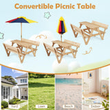 HONEY JOY Kids Picnic Table, Toddlers' Outdoor Table w/ 2 Built-in Benches