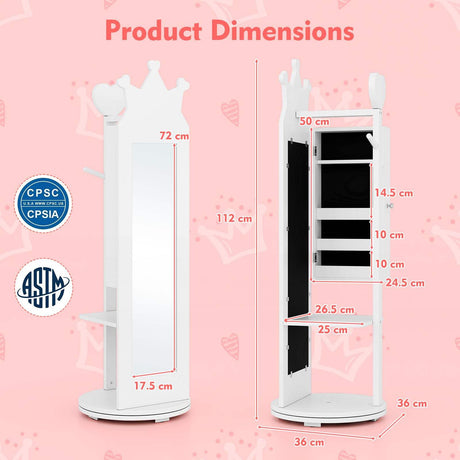 HONEY JOY 360° Rotating Kids Jewelry Cabinet