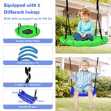HONEY JOY 5-in-1 Metal Climb and Swing Set with 2 Tree Swings, Climbing Ladder