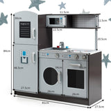 HONEY JOY Kids Kitchen Playset, Pretend Cooking Play Toy Set with Blackboard, Washing Machine
