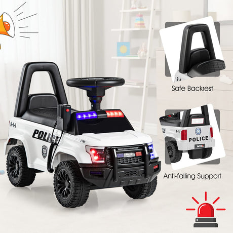 Ride On Push Police Car, Toddler Foot-to-Floor Sliding Toy with Siren