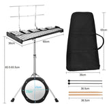 HONEY JOY 32 Note Glockenspiel Xylophone Percussion Bell Kit with Adjustable Stand, 8'' Practice Pad