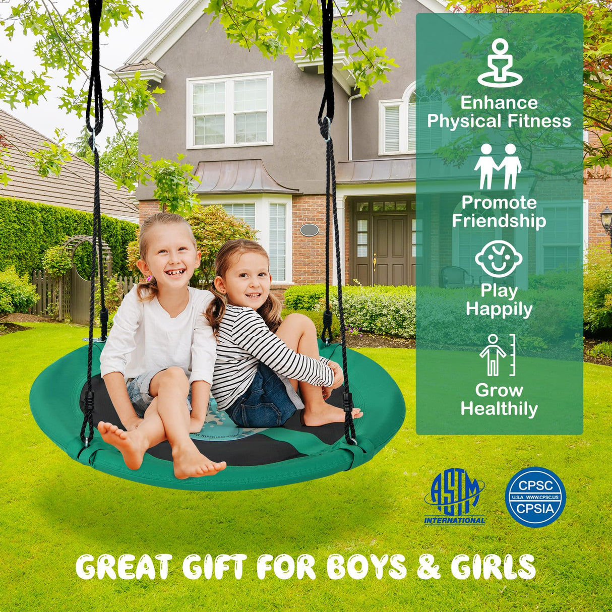 HONEY JOY 40”/100CM Saucer Tree Swing, Kids Flying Circle Swing Seat