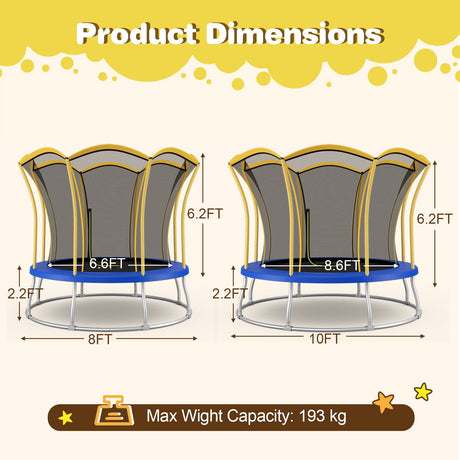 HONEY JOY 8FT Kids Trampoline, Galvanized Steel Frame, Weight Capacity 193KG