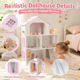 HONEY JOY 3-Story Wooden Dollhouse Playset for Kids