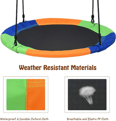 100 cm Flying Saucer Tree Swing for Kids, Play Swing with Adjustable Ropes