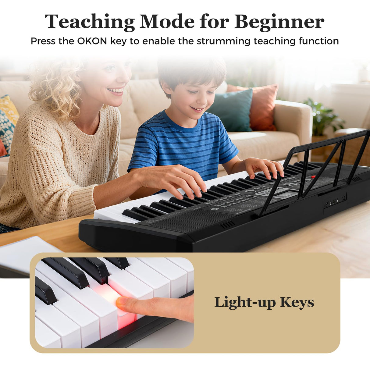 61 Keys Portable Keyboard for Beginners, Electric Piano Keyboard Kit
