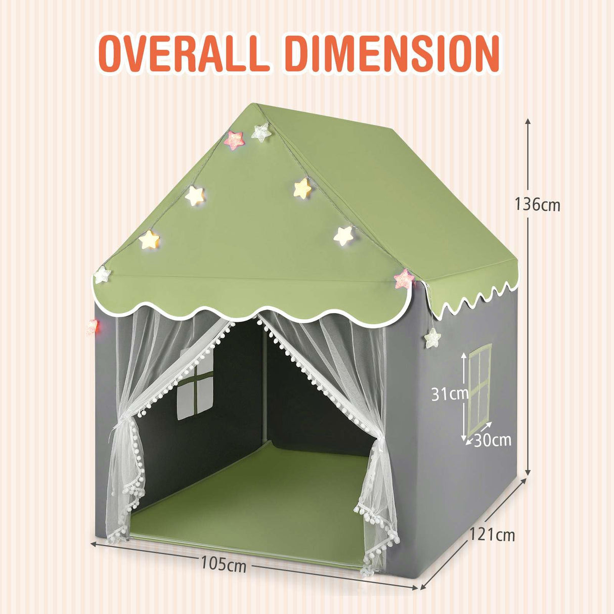 HONEY JOY Kids Play Tent, Large Playhouse with Star Ornaments