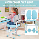 HONEY JOY Kids Desk and Chair Set, Student Study Desk w/Adjustable Height, Tiltable Desktop, Book Stand