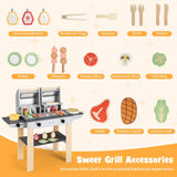 HONEY JOY Wooden Kids Barbecue Grill Playset, Kids Toy Grill with Abundant Grilling Tools