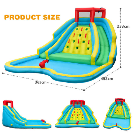 HONEY JOY Inflatable Water Slide, 452 x 365 x 233CM Giant Water Park for Kids w/Double Long Slides