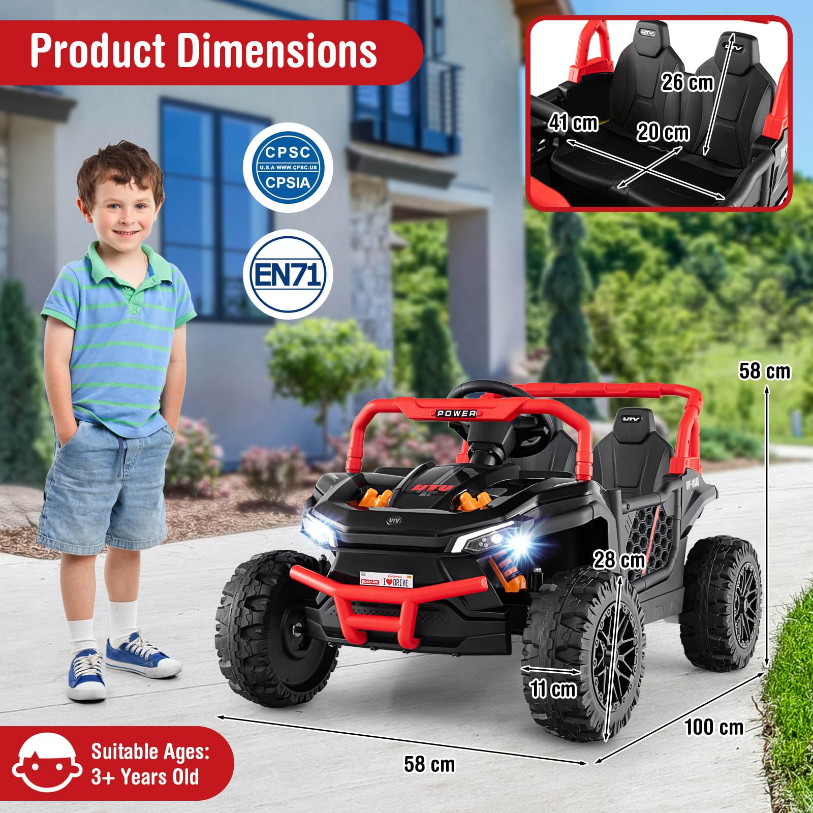 HONEY JOY 12V Kids Ride on Car, Battery Powered UTV Kids Truck w