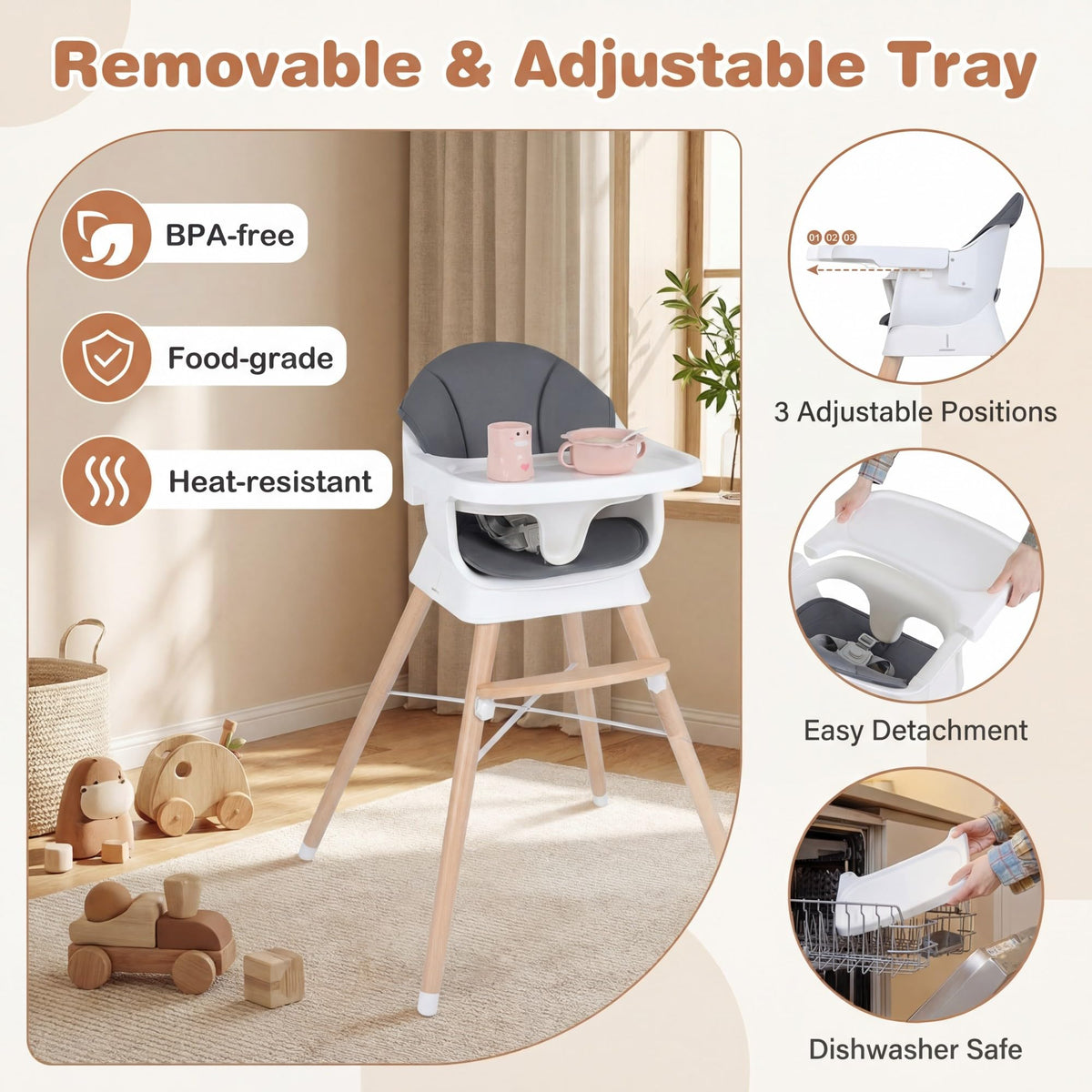 BABY JOY Convertible High Chair for Babies & Toddlers
