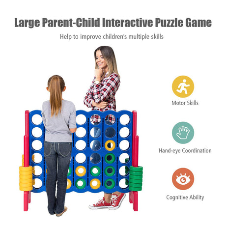 Giant Connect 4 in A Row with 42 Jumbo Rings for Garden & Beach