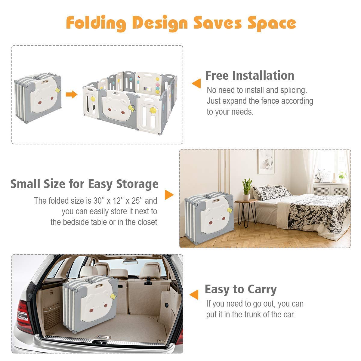 BABY JOY Foldable Baby Playpen 16 Panels, Kids Safety Yard Activity Center