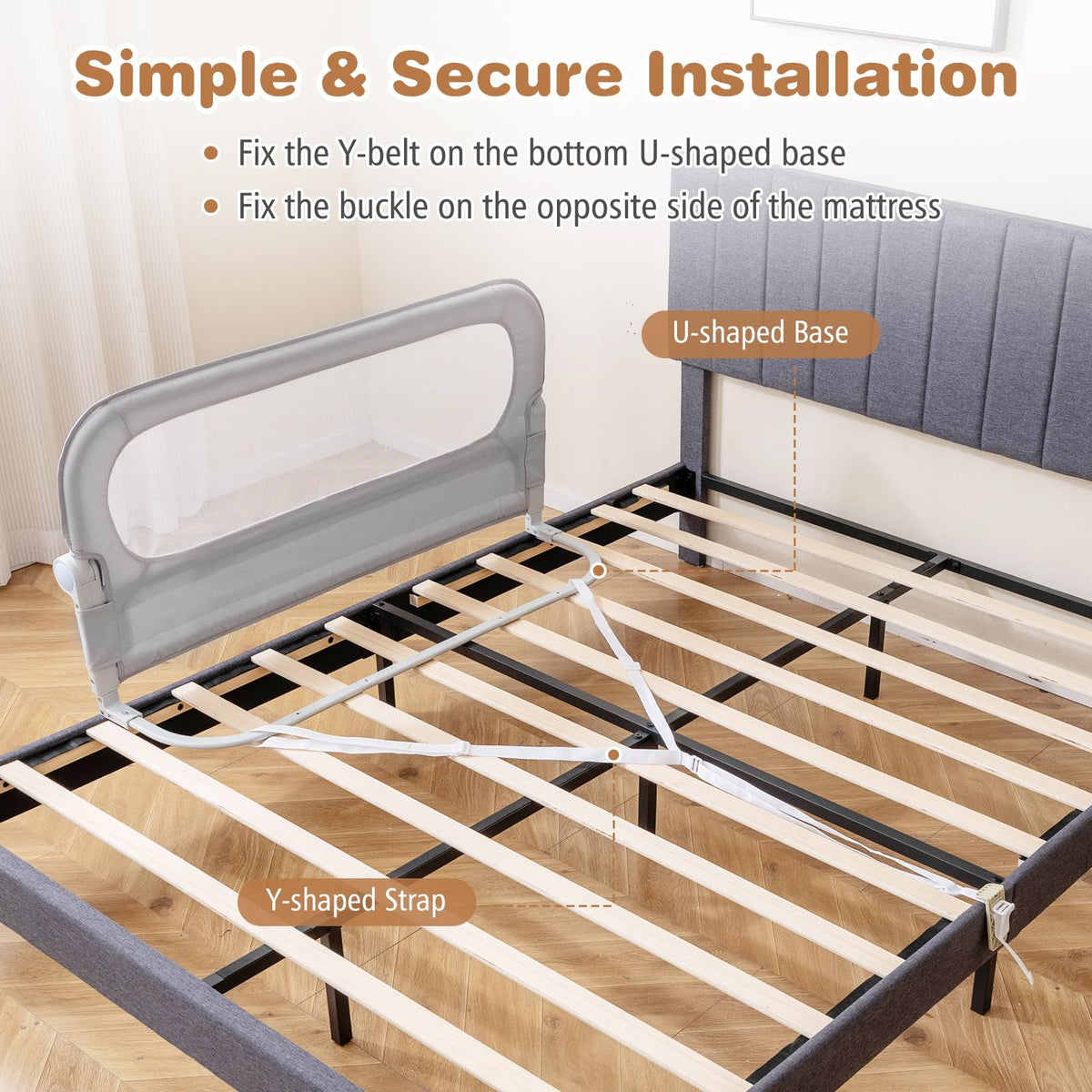BABY JOY 120 cm Foldable Bed Rail for Toddlers