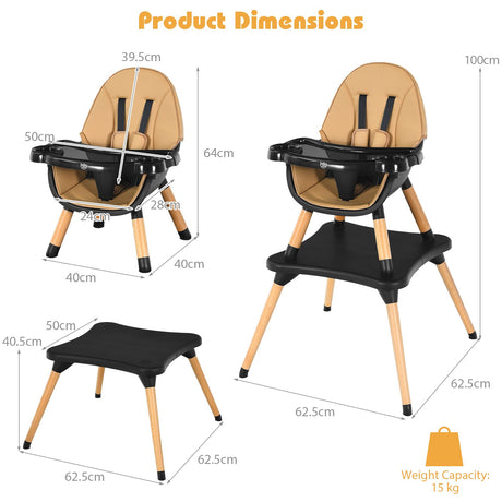 BABY JOY 5 in 1 High Chair, Convertible High Chairs for Babies and Toddlers/Booster Seat/Table and Chair Set