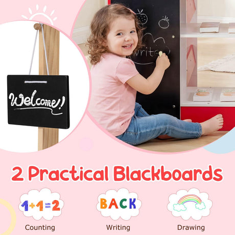 Kids Grocery Store Playset, Wooden Pretend Play Supermarket w/Shopping Cart