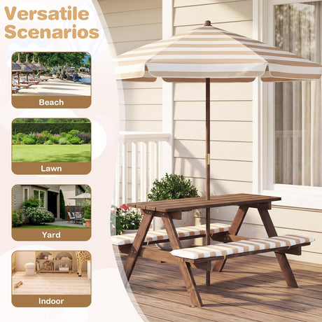 HONEY JOY Kids Picnic Table with Bench, Fir Wood Toddler Outdoor Table Set