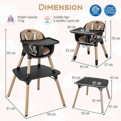 BABY JOY 5 in 1 Convertible Baby High Chair