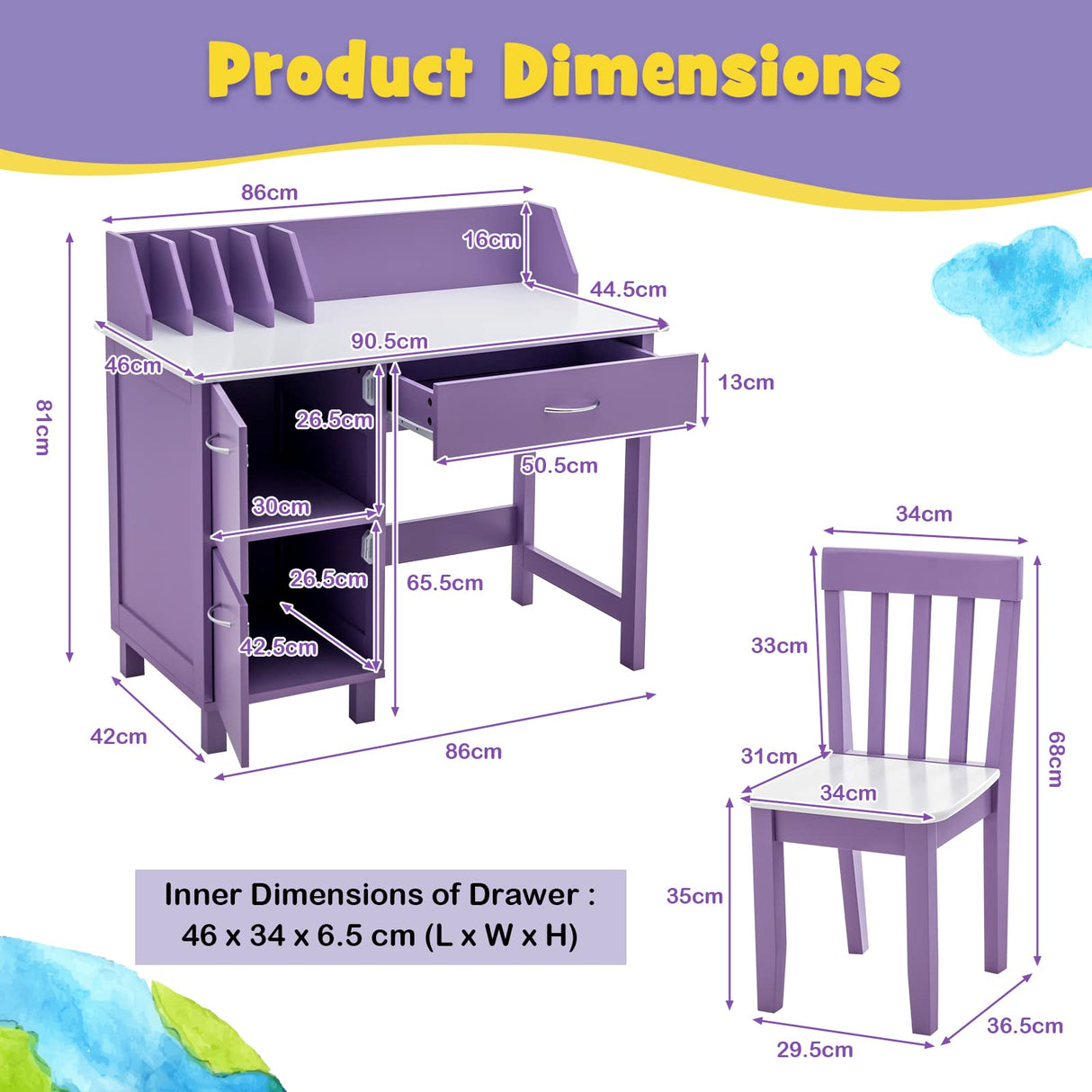 HONEY JOY Kids Desk and Chair Set
