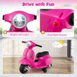 Licensed Vespa Kids Ride on Motorcycle with LED Headlight and Horn Sound