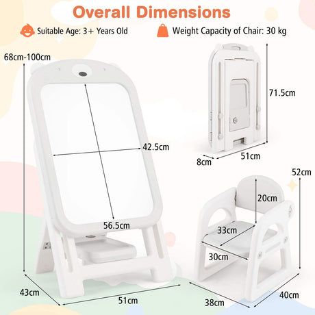 HONEY JOY Kids Art Easel and Chair Set