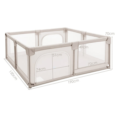 190 x 150 CM Large Baby Playpen, Extra Large Playard for Babies