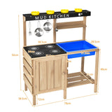 HONEY JOY Kids Kitchen Playset, Wooden Pretend Playset for Children w/Realistic Utensils