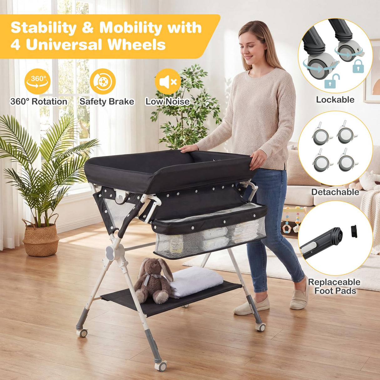 BABY JOY Baby Changing Table, Portable Nursery Organizer for Newborns