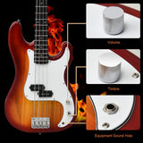 Full Size Electric 4 String Bass Guitar for Beginner Starter Complete Kit, Rose Fingerboard and Bridge, w/2 Pickups & 2 Tone Control, Guitar Bag, Strap, Guitar Pick, Amp Cord
