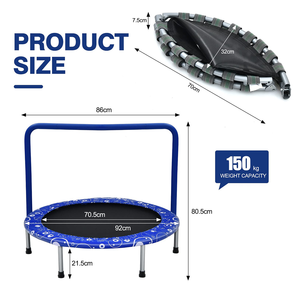 HONEY JOY 36” Kids Trampoline, Foldable Toddler Trampoline for Indoor and Outdoor