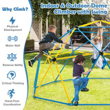 HONEY JOY Kids 10FT Climbing Dome with Swing w/Slide