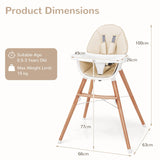 BABY JOY Baby High Chair, Wooden Highchair for Babies Infants w/Double 4-Gear Tray