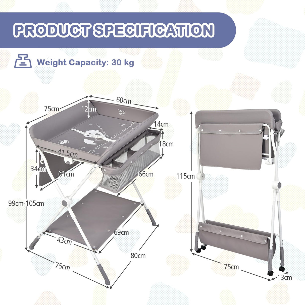 BABY JOY Baby Changing Table, Height Adjustable 4 in 1 Folding Diaper Station