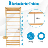 HONEY JOY Wood Stall Bar, Swedish Ladder with Swedish Wall & Pull Up Bar