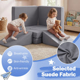 HONEY JOY 10 PCS Modular Kids Play Couch Toddler Climb & Crawl Foam Playset