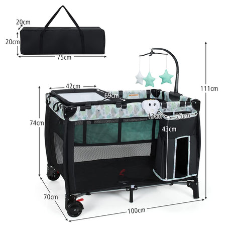 BABY JOY 3-in-1 Portable Baby Bassinets, Folding Travel Cot for Infant Toddler