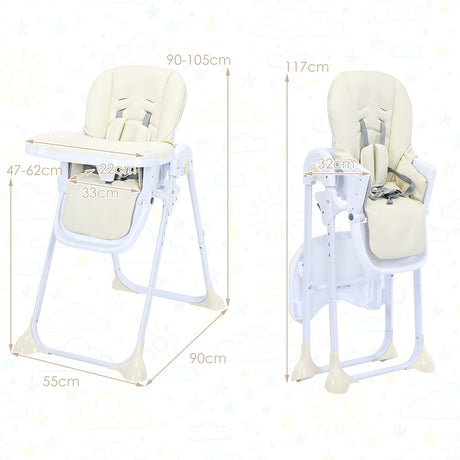 BABY JOY Baby High Chair, Folding Highchair for Toddlers w/Adjustable Height